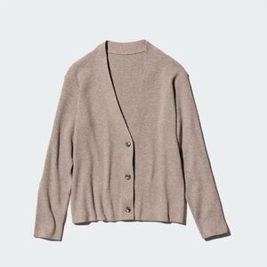 NWT Uniqlo Washable Knit Ribbed Cardigan/S/Khaki